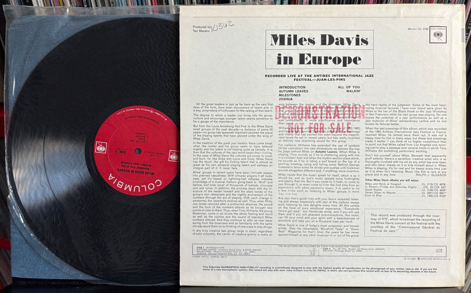 MILES DAVIS IN EUROPE-RARE STILL SEALED 1964 MONO COLUMBIA PROMO COPY 1st PRESS LP