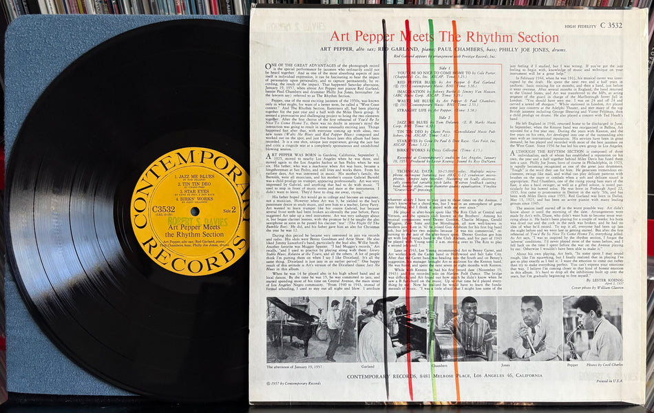 ART PEPPER MEETS THE RHYTHM SECTION-RARE ORIG 1957 MONO DG CONTEMPORARY LP-BOP