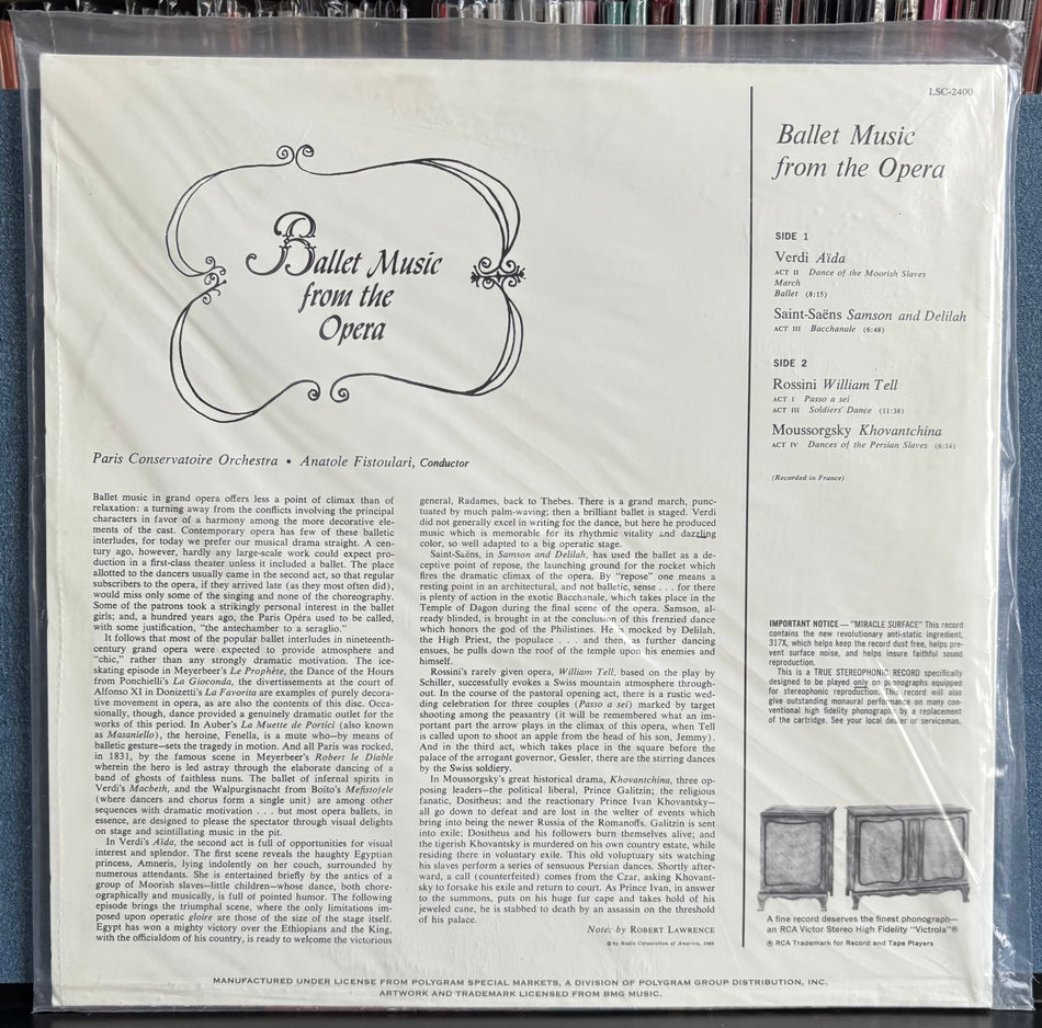 ANATOLE FISTOULARI-BALLET MUSIC FROM THE OPERA-SEALED CLASSIC RECORDS 180G AUDIOPHILE LP