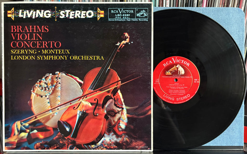 VIOLIN CONCERTO-BRAHMS-SZERYNG-MONTEUX-1959 RED SEAL DEEP GROOVE 1st PRESS LP-LONDON SYMPH.