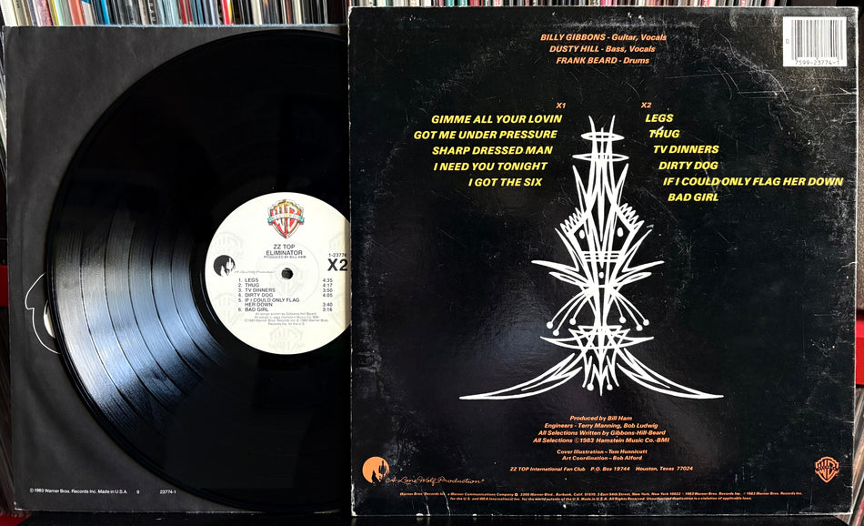 ZZ TOP ELIMINATOR-ORIG 1983 WARNER BROS 1st PRESS LP w/INNER SLV-WINCHESTER-GIBBONS