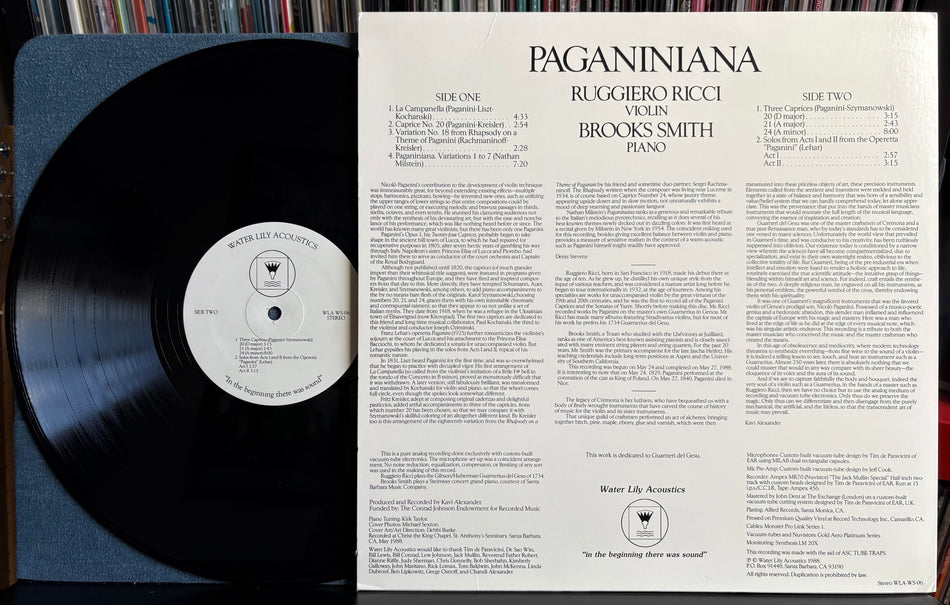 RUGGIERO RICCI PAGANINIANA-GENOAN'S LEGACY-NM- 1988 WATER LILY ACOUSTICS LP-ANALOG-CLASSICAL