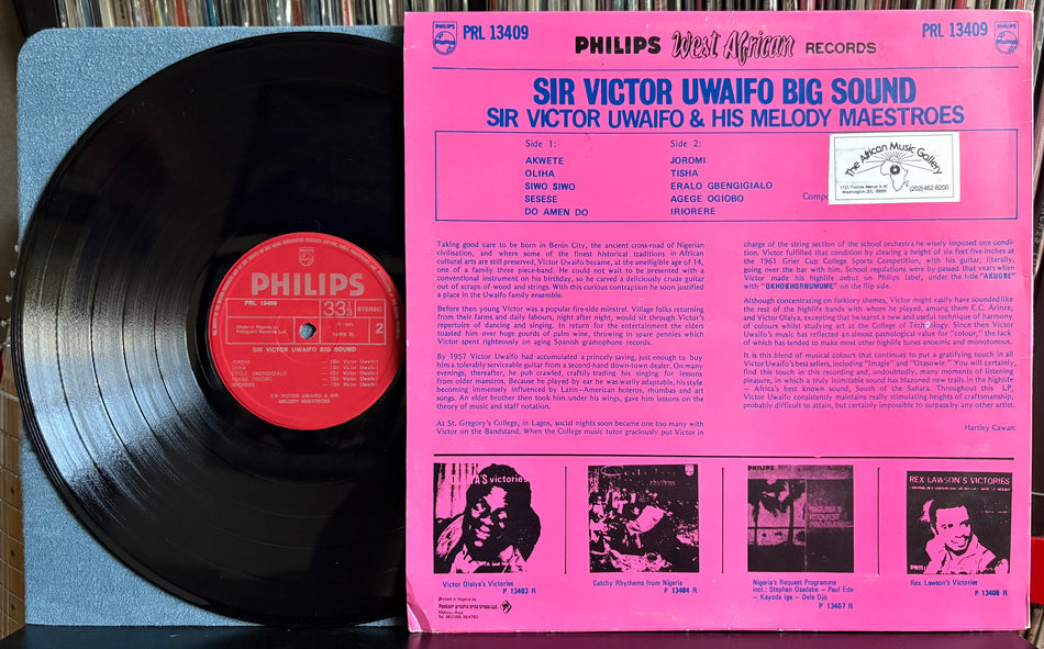 SIR VICTOR UWAIFO +HIS MELODY MAESTROES BIG SOUND-PHILIPS NIGERIA COMP LP-AFRICAN-HIGHLIFE