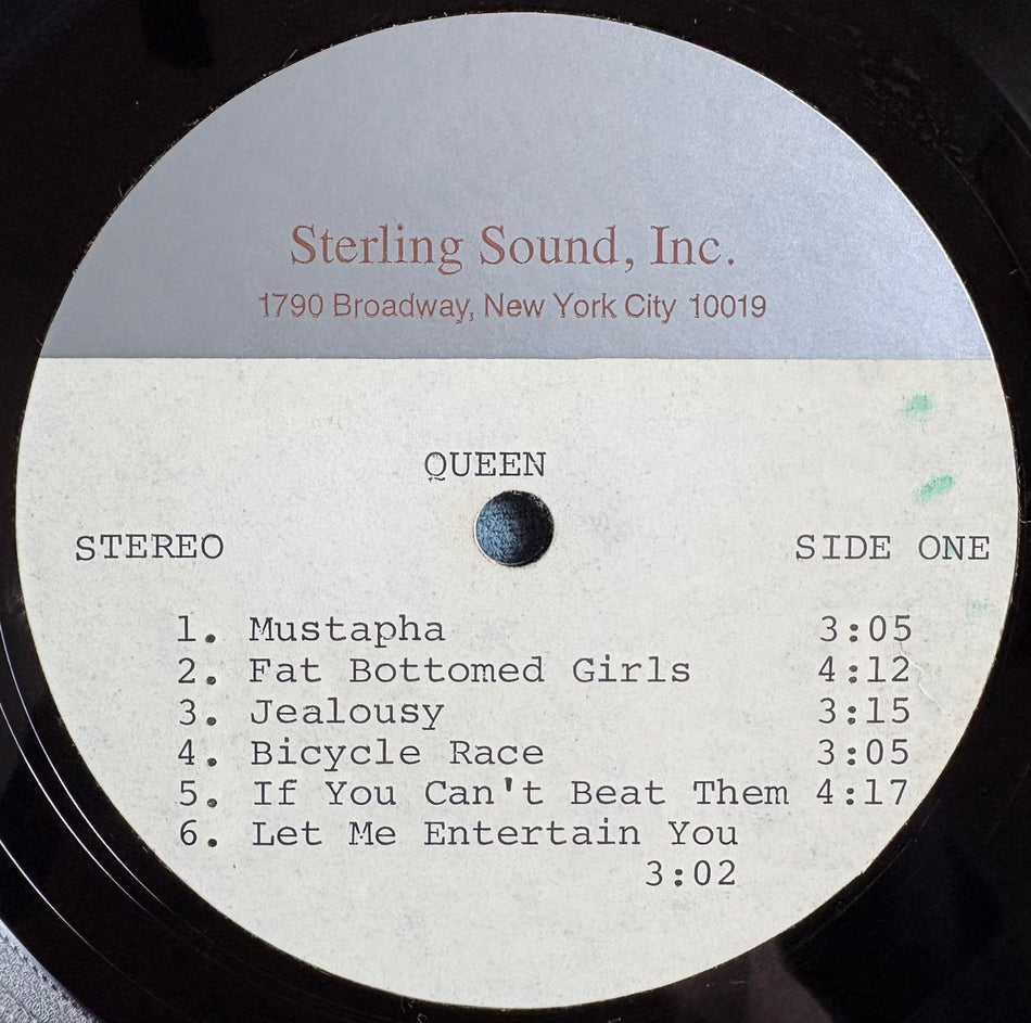 QUEEN JAZZ-VERY RARE ORIGINAL 1978 STERLING SOUND METAL ACETATE LP-LACQUER