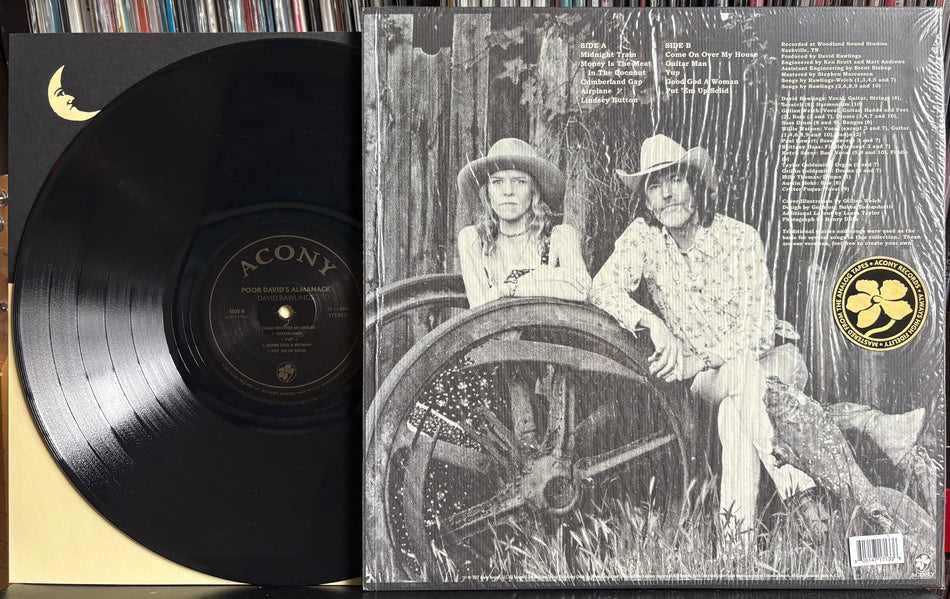 DAVID RAWLINGS POOR DAVID'S ALMANACK-ORIG 2017 ACONY RECORDS LP w/SHRINK-INNER SLV-FOLK