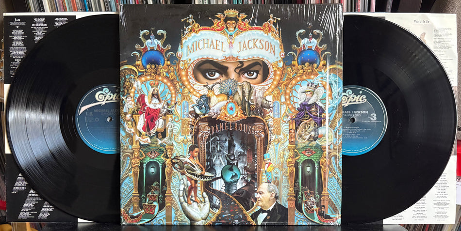 MICHAEL JACKSON DANGEROUS-RARE VG++ 1991 EPIC 1st PRESS 2-LP w/SHRINK-REMEMBER THE TIME-BLACK OR WHITE