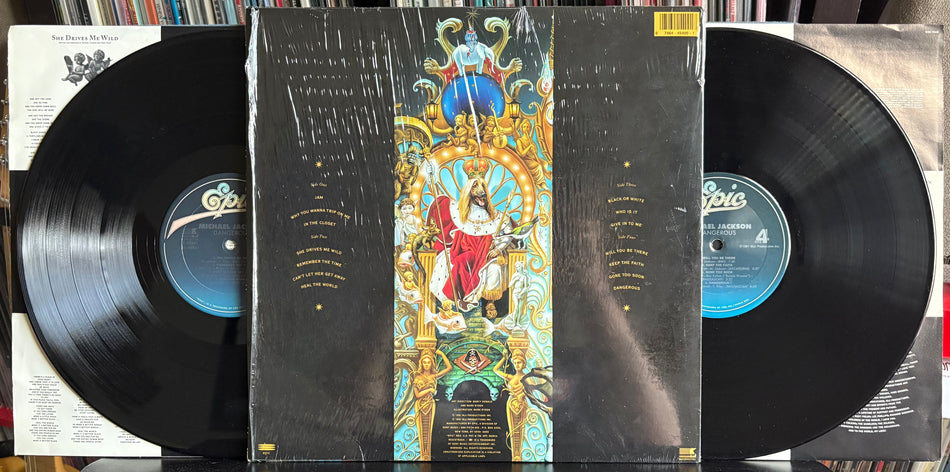 MICHAEL JACKSON DANGEROUS-RARE VG++ 1991 EPIC 1st PRESS 2-LP w/SHRINK-REMEMBER THE TIME-BLACK OR WHITE