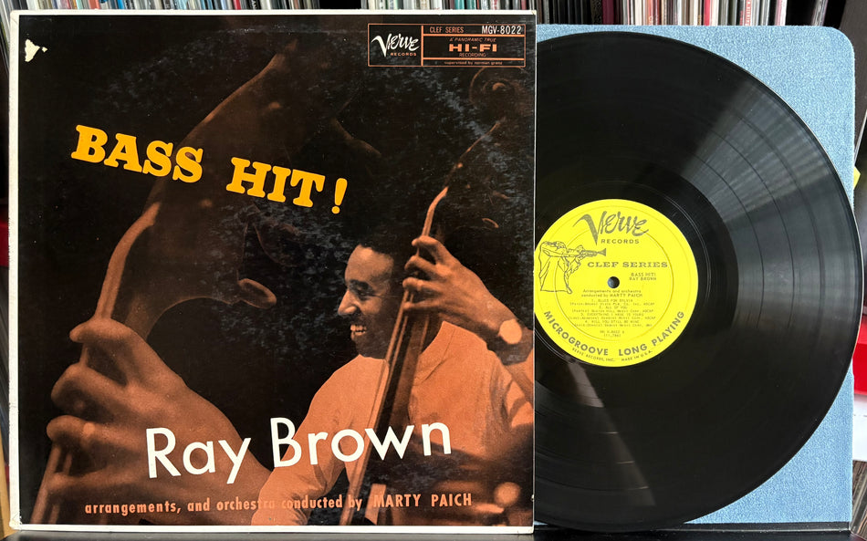 RAY BROWN BASS HIT!-ORIG 1957 VERVE CLEF SERIES 1st PRESS LP-YELLOW TRUMPETER LABEL-MICROGROOVE-JAZZ