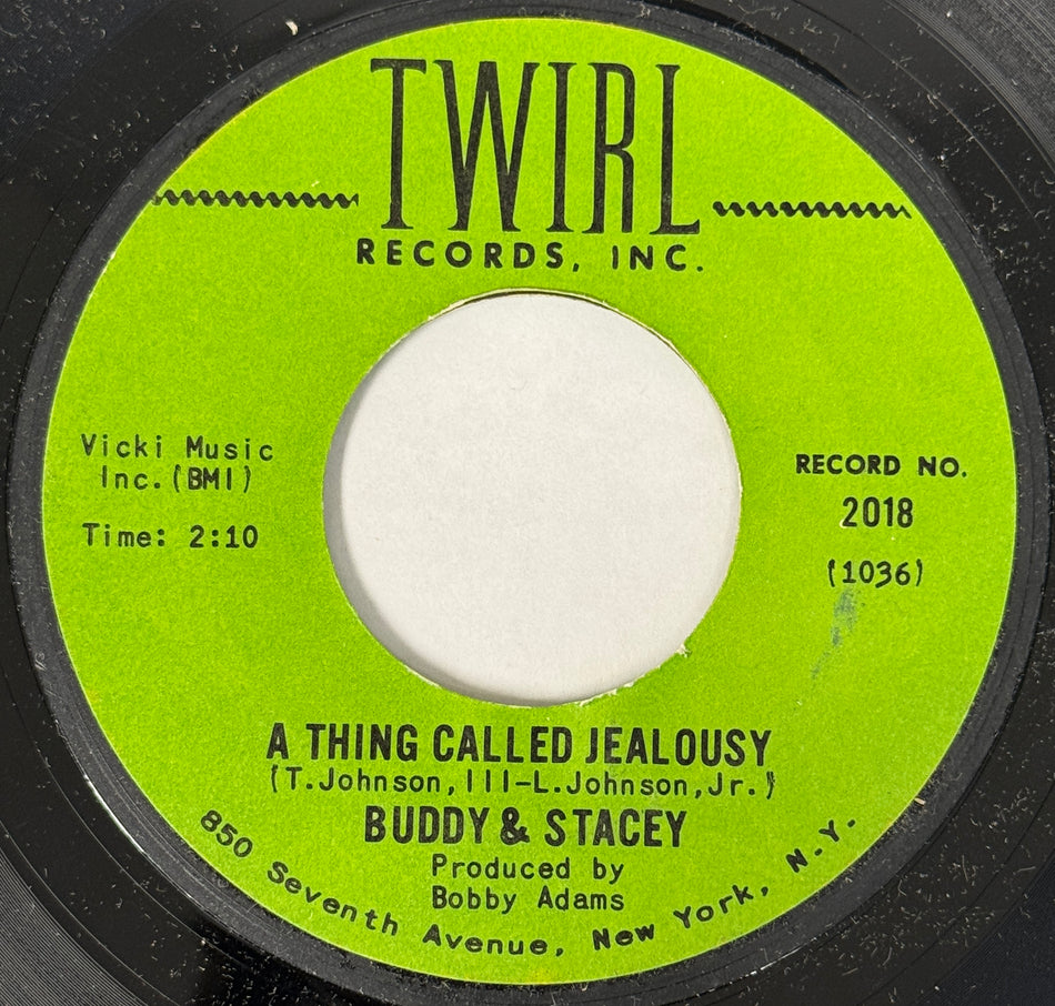 BUDDY & STACEY ANGEL / A THING CALLED JEALOUSY~NM- ORIG 1965 NO SOUL 45~TWIRL