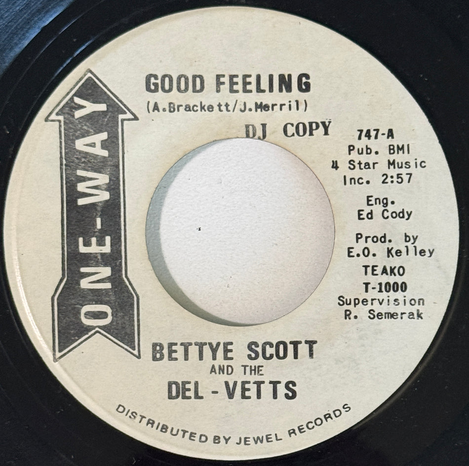 BETTYE SCOTT + DEL-VETTS GOOD FEELING/ DOWN DOWN DOWN~1971 FUNK SOUL PROMO-VG+