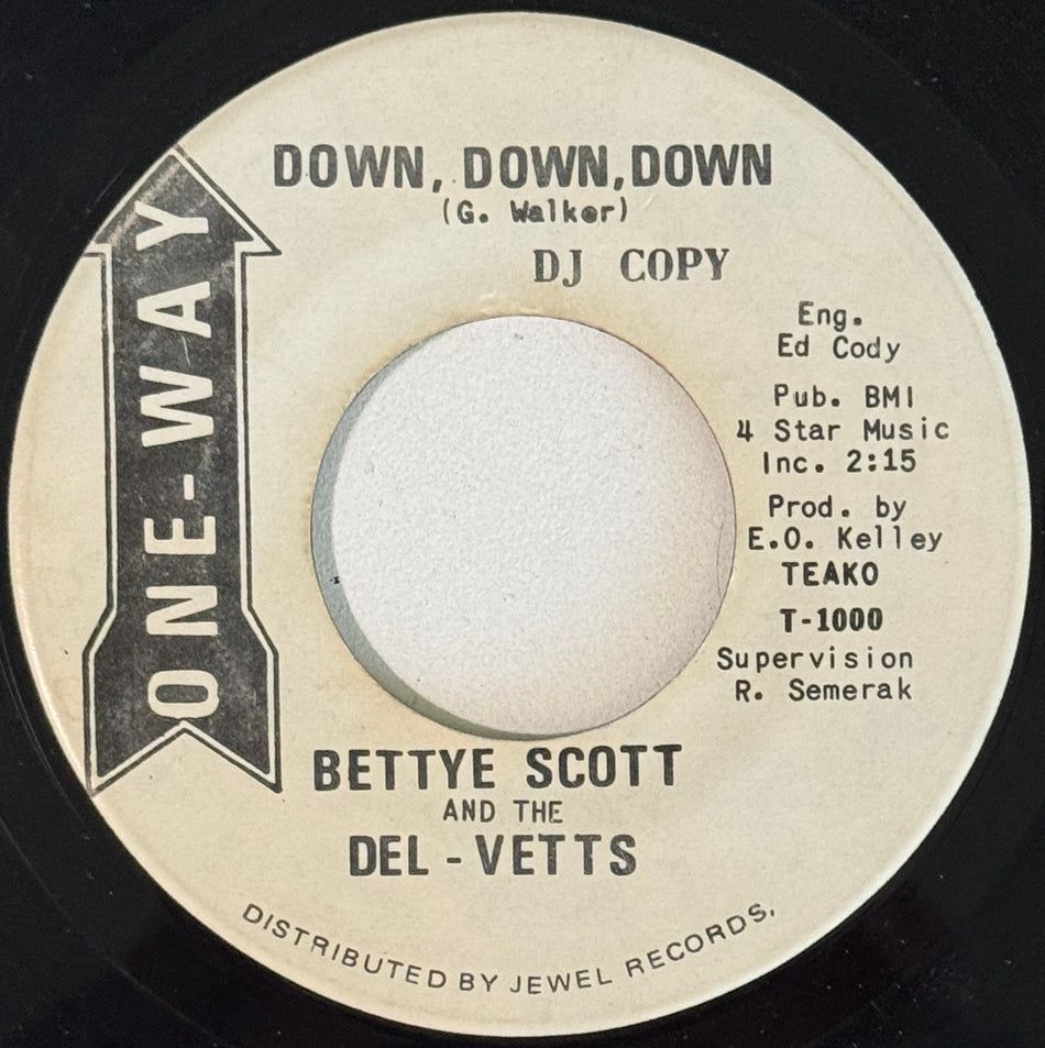 BETTYE SCOTT + DEL-VETTS GOOD FEELING/ DOWN DOWN DOWN~1971 FUNK SOUL PROMO-VG+