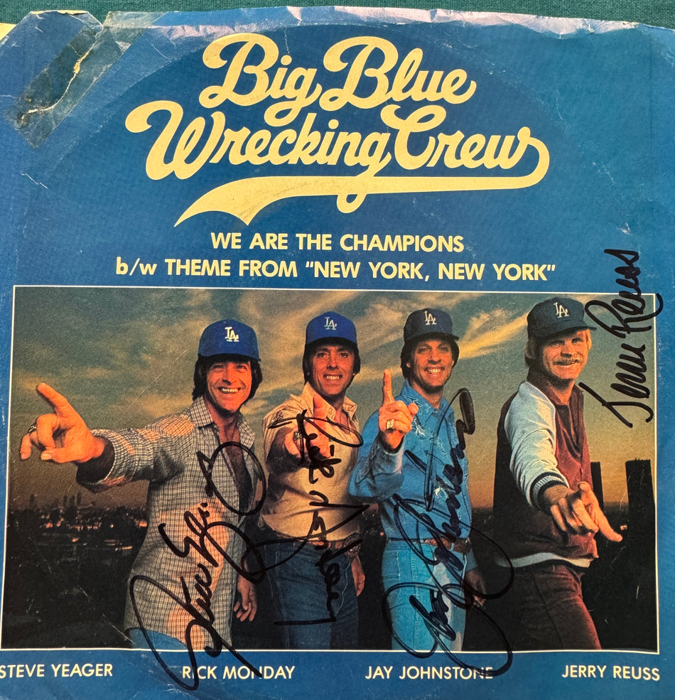 BIG BLUE WRECKING CREW-FULLY SIGNED 1981 LOS ANGELES DODGERS PS 45-YEAGER-MONDAY++