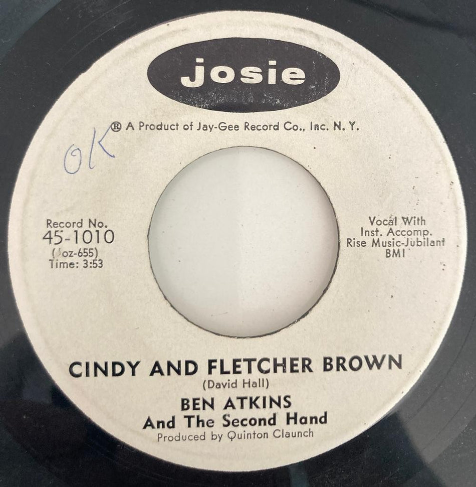BEN ATKINS & SECOND HAND I WANTA MAKE LOVE COUNTRY STYLE VG++ 1969 PROMO 45~SOUL