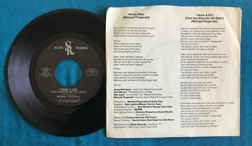 MICHAEL FITZGERALD WINDY DAYS / WANT A GIRL~NM 1982 SILVER RECORDS 7" 45 PIC SLV