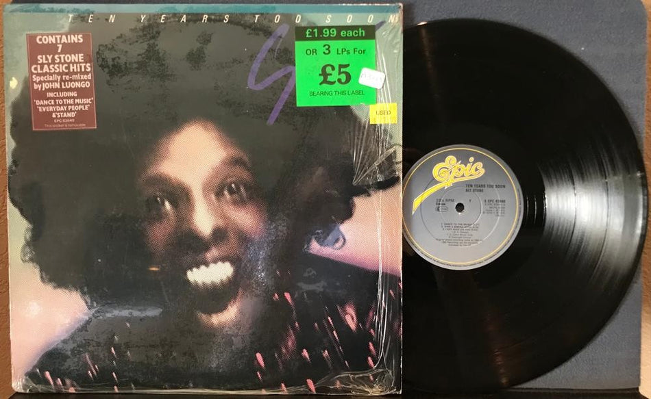 SLY STONE TEN YEARS TOO SOON~VG++ 1979 EPIC UK FIRST PRESS LP~SHRINK~HYPE~DISCO
