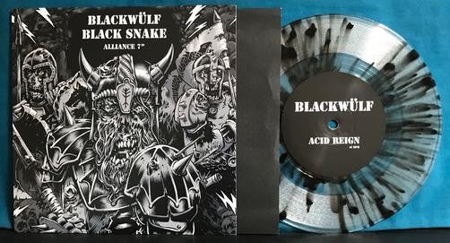 BLACKWÜLF /BLACK SNAKE ALLIANCE 7" SPLIT 45~LMTD ED CLEAR/BLACK SPLATTER EP~DOOM