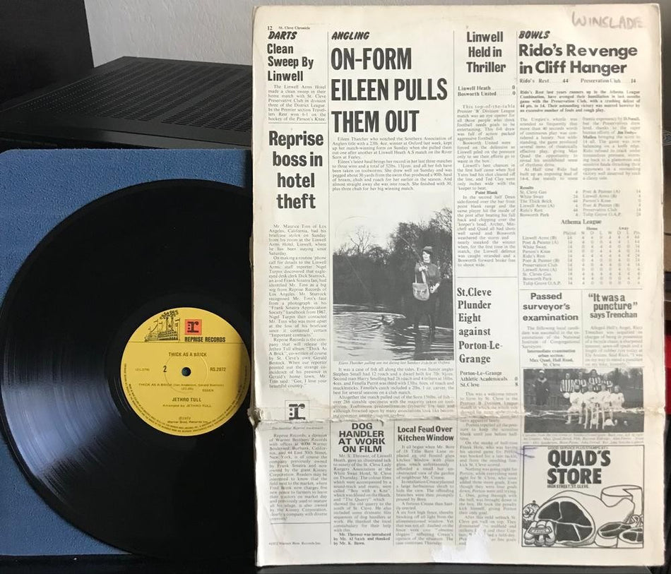 JETHRO TULL THICK AS A BRICK~RARE 1972 REPRISE NEW ZEALAND FIRST PRESS LP~PROG
