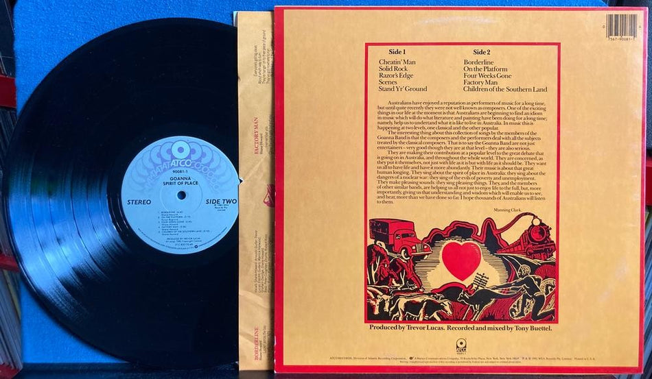 GOANNA SPIRIT OF PLACE~ORIG 1982 ATCO LP w/INNER SLEEVE~SOFT ROCK~ALTERNATIVE
