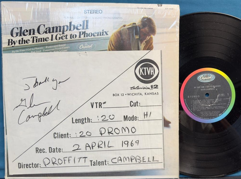 GLEN CAMPBELL~BY THE TIME I GET TO PHOENIX w/SIGNED PROMO SHEET~SHRINK~VG++