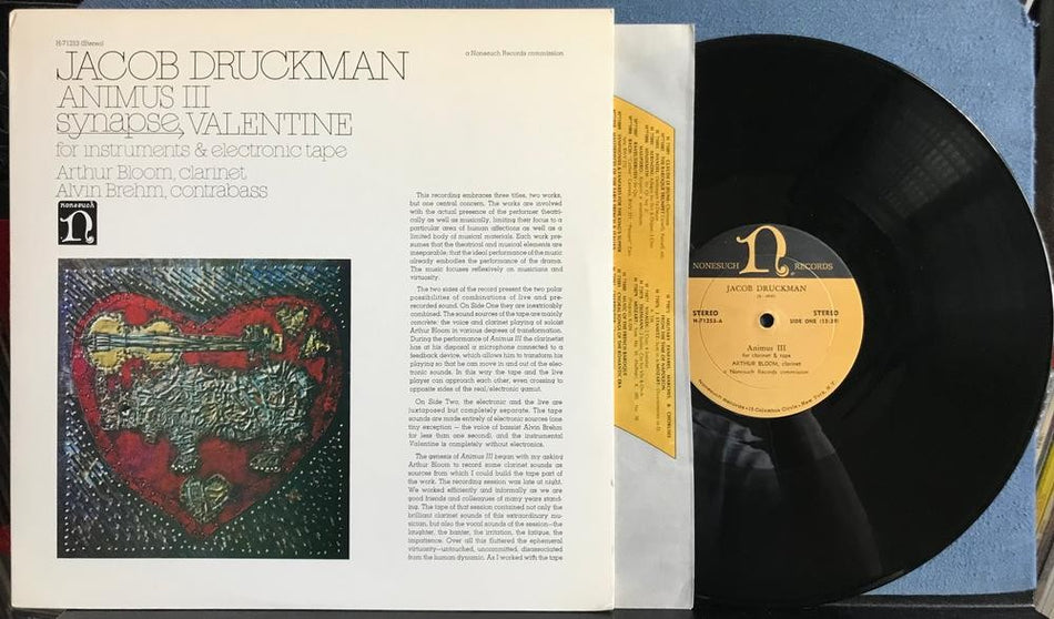 JACOB DRUCKMAN~ANIMUS III~SYNAPSE/VALENTINE~VG++ ORIG 1971 NONESUCH LP~CLASSICAL