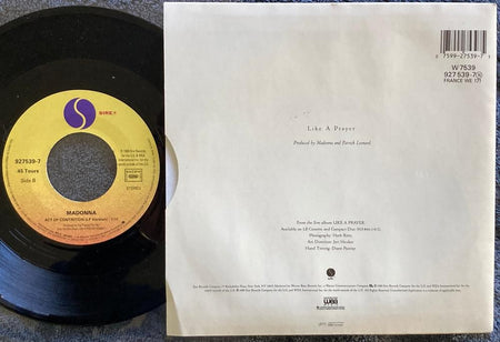 MADONNA LIKE A PRAYER~LIMITED ED 1989 FRANCE PICTURE SLEEVE 7 ~ACT OF CONTRITION