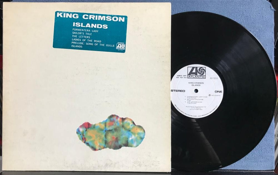 KING CRIMSON ISLANDS~RARE 1972 ATLANTIC WHITE LABEL PROMO LP w/HYPE STICKER~PROG