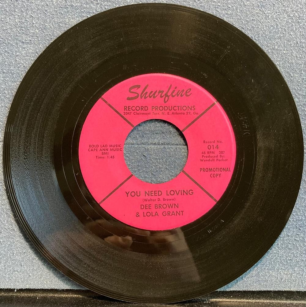 DEE BROWN~LOLA GRANT~WE BELONG TOGETHER~VG++ 1966 SHURFINE PROMO 7-INCH~NO SOUL