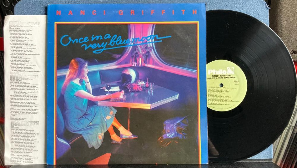 NANCI GRIFFITH ONCE IN A VERY BLUE MOON~1985 PHILO QUIEX AUDIOPHILE LP w/INSERT