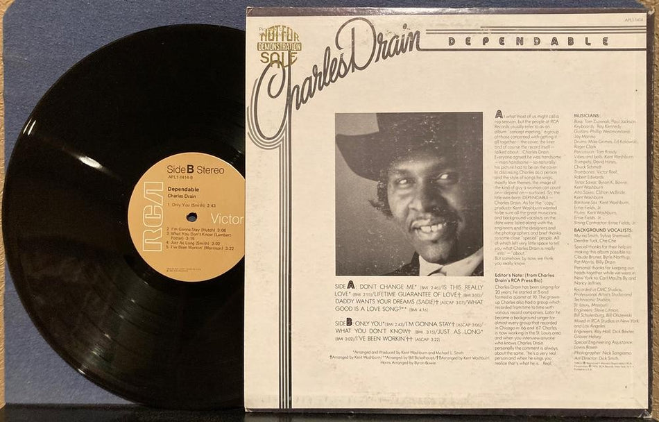 CHARLES DRAIN DEPENDABLE~NM- ORIG 1976 RCA VICTOR PROMO LP~APL1-1414~FUNK~SOUL