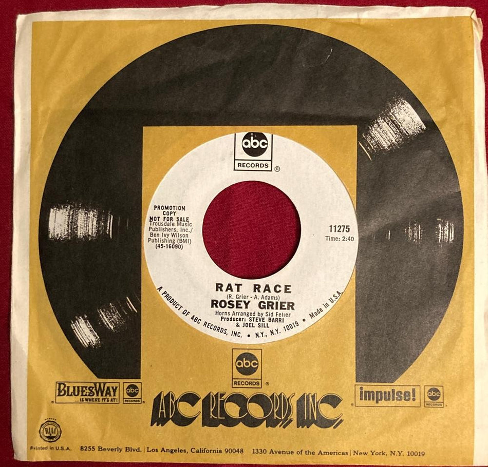 ROSEY GRIER I DON'T WANT NOBODY / RAT RACE~1970 ABC WL PROMO 7"~SLV~SOUL~FUNK