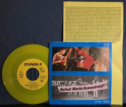 STUNDE-X BEFREIT MARTIN SEMMELROGGE!!!~NM 1987 WESER GERMAN 7' 45RPM SINGLE~PUNK