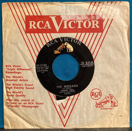 JIMMY DELL COOL IT BABY/ THE MESSAGE~ORIG 1958 PHX ROCKABILLY 45~SIGNED SLEEVE