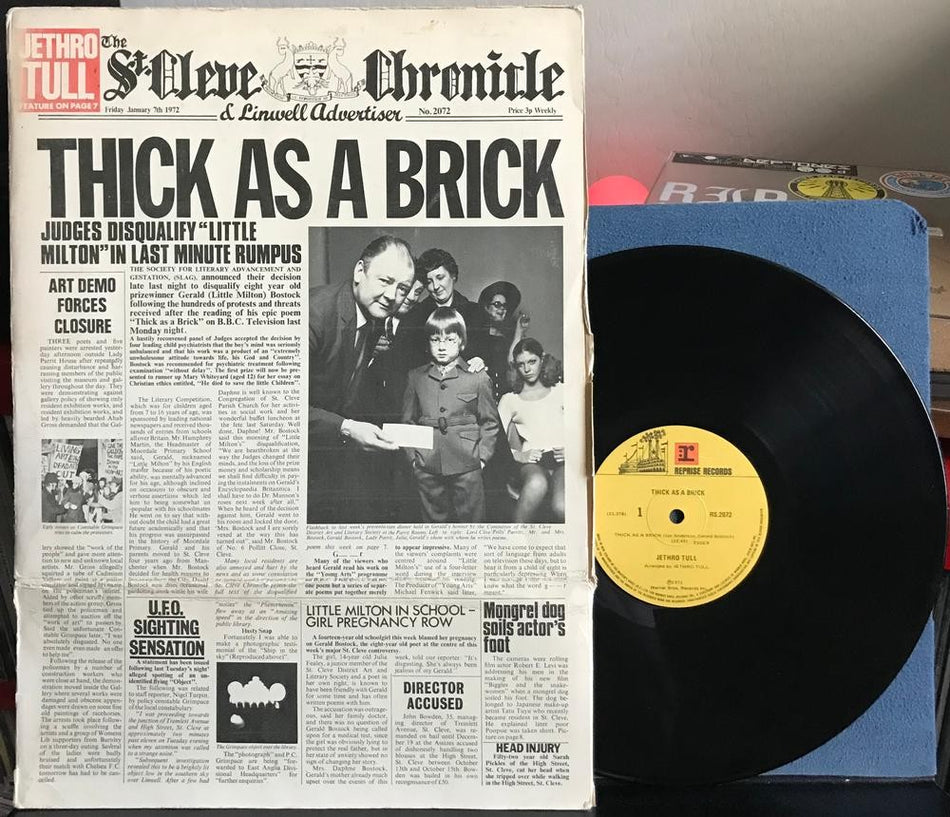 JETHRO TULL THICK AS A BRICK~RARE 1972 REPRISE NEW ZEALAND FIRST PRESS LP~PROG