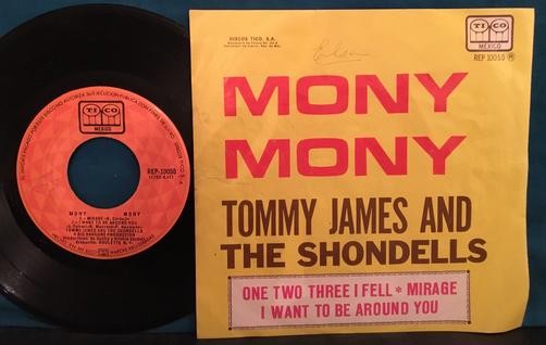 TOMMY JAMES SHONDELLS MONY MONY~ORIG 1968 MEXICO EP PICTURE SLEEVE~TICO~VG