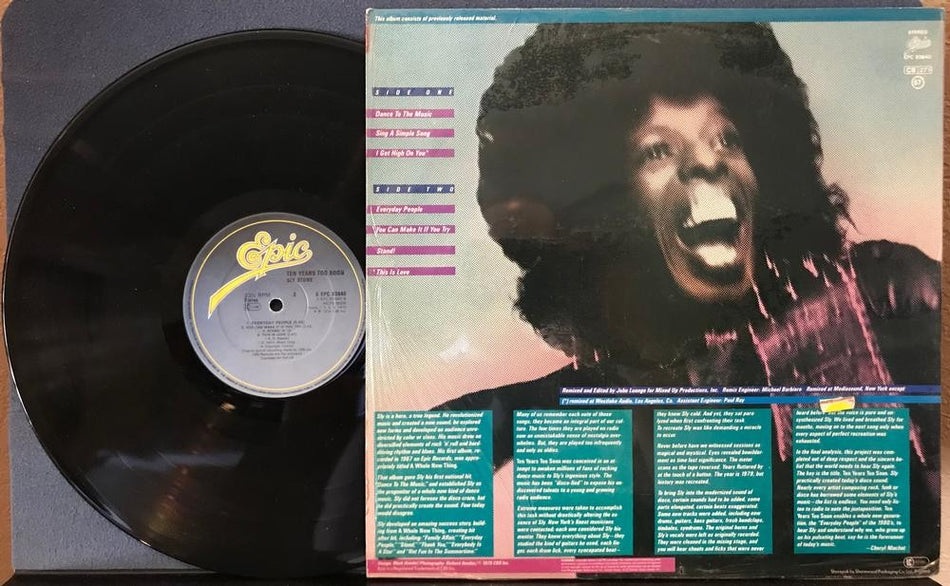 SLY STONE TEN YEARS TOO SOON~VG++ 1979 EPIC UK FIRST PRESS LP~SHRINK~HYPE~DISCO