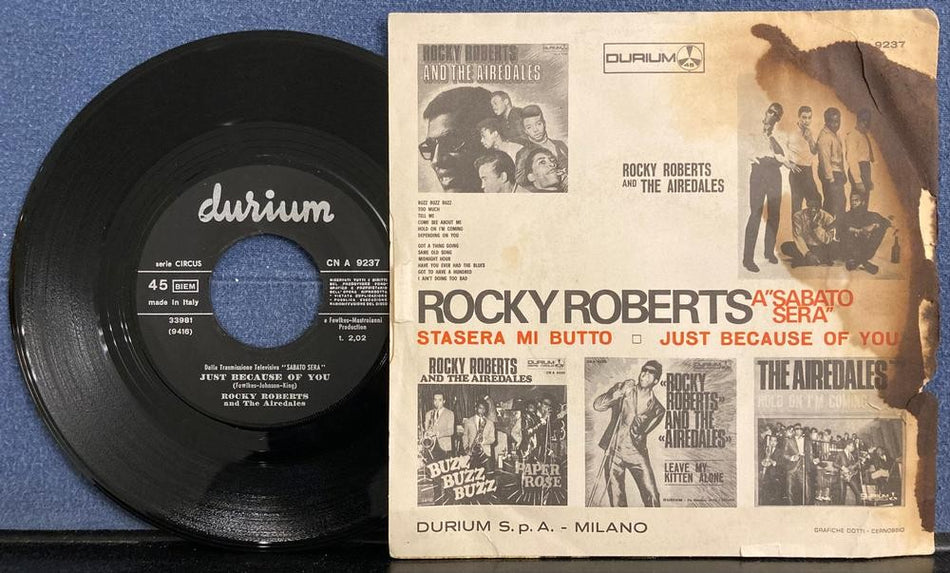 ROCKY ROBERTS STASERA MI BUTTO~NM 1967 DURIUM ITALY PIC SLV 7-INCH SNGL~NO. SOUL