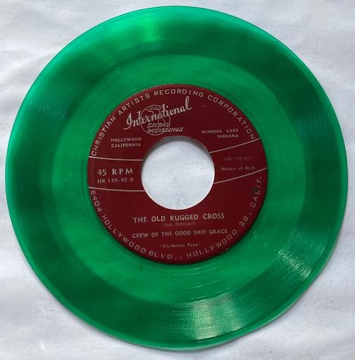 CREW OF GOOD SHIP GRACE SHINE FOR JESUS/ RUGGED OLD CROSS~RARE 60s? GREEN WAX 45