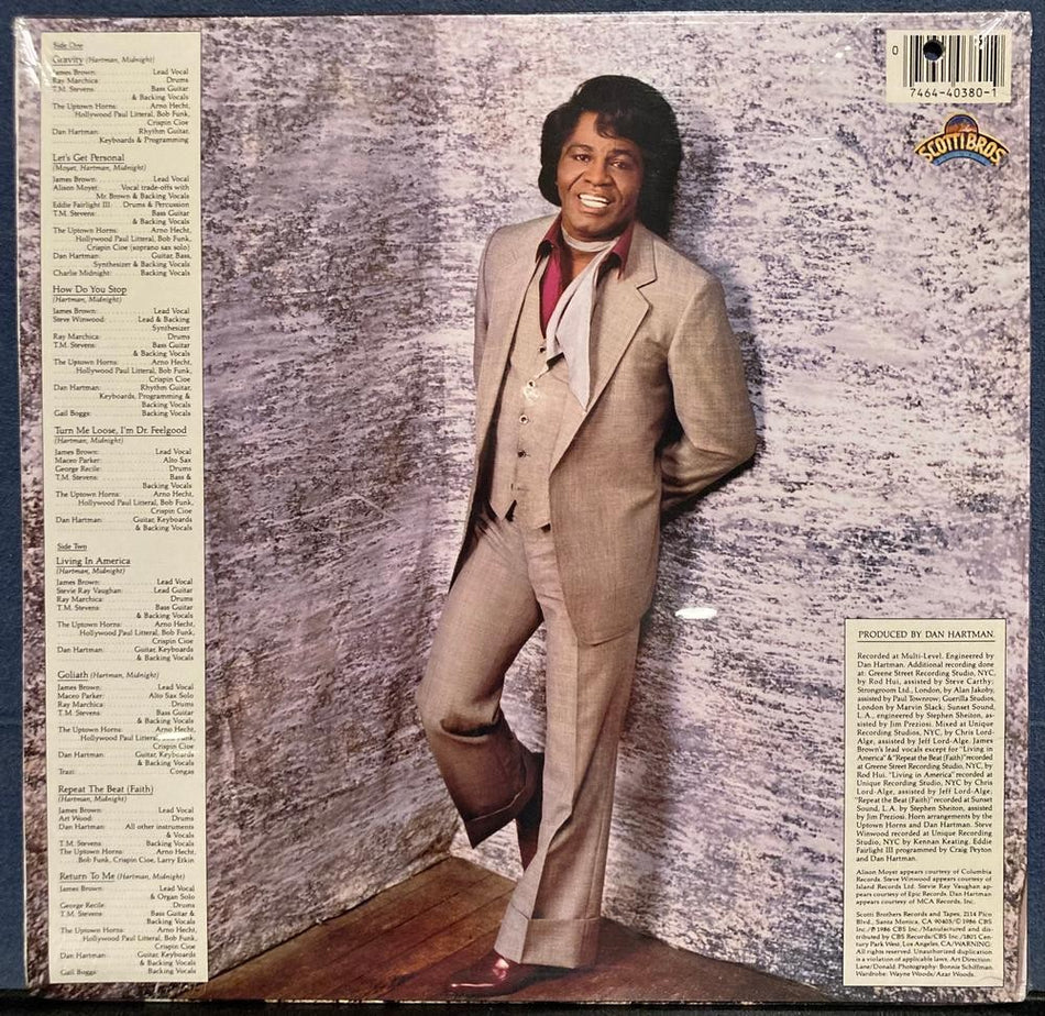 JAMES BROWN GRAVITY~SEALED ORIG 1986 SCOTTI BROS. LP w/HOLE-PUNCH~DISCO~FZ 40380