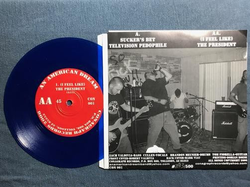 AMERICAN DREAM SUCKER'S BET~NM HAND NMBRD 7' 45RPM PIC SLV EP~BLUE VINYL~293/500