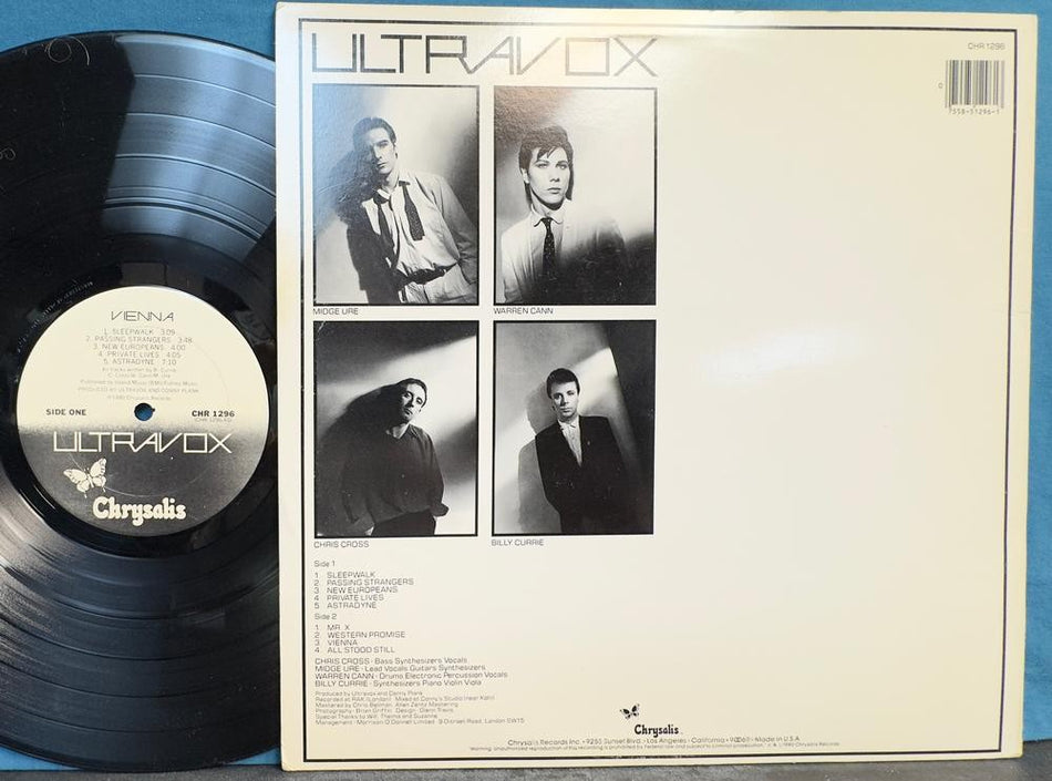 ULTRAVOX VIENNA~VG++ 1980 CHRYSALIS U.S. 1st PRESS LP w/INNER~NEW WAVE~SYNTH-POP