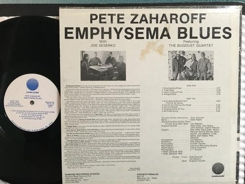 PETE ZAHAROFF EMPHYSEMA BLUES~RARE 1977 PVT LBL PA. BLUES FOLK LP~FORTIETH PARAL