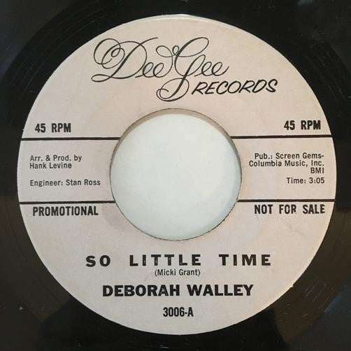 DEBORAH WALLEY SOMETIMES IN THE DARKEST HOUR~NM 1965 PROMO 45 on DEE GEE 7"~SOUL